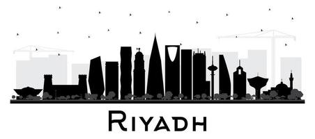 riad saudi-arabien stadt skyline silhouette mit schwarzen gebäuden isoliert auf weiß. vektor