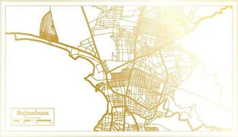 bujumbura burundi stadtplan im retro-stil in goldener farbe. Übersichtskarte. vektor