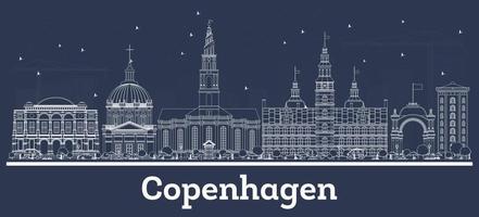 översikt köpenhamn Danmark stad horisont med vit byggnader. vektor