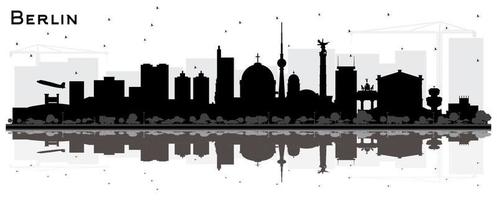 berlin deutschland skyline silhouette mit schwarzen gebäuden und reflexionen isoliert auf weiß. vektor