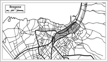 Bregenz Österreich Stadtplan in schwarz-weißer Farbe im Retro-Stil. Übersichtskarte. vektor