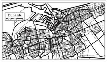dunkerque Frankrike stad Karta i svart och vit Färg i retro stil. översikt Karta. vektor