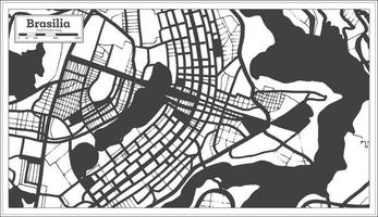 brasilia Brasilien stad Karta i svart och vit Färg i retro stil. översikt Karta. vektor