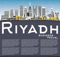 riyadh saudi-arabien stadtskyline mit farbigen gebäuden, blauem himmel und kopierraum. vektor
