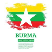 Burma-Flagge mit Pinselstrichen. Tag der Unabhängigkeit. vektor