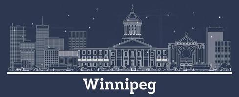 översikt winnipeg kanada stad horisont med vit byggnader. vektor