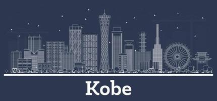 översikt kobe japan stad horisont med vit byggnader. vektor