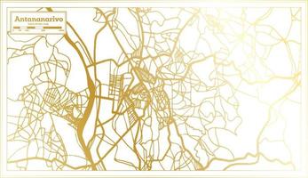 antananarivo madagaskar stadtplan im retro-stil in goldener farbe. Übersichtskarte. vektor