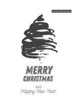 Weihnachtsbaum-Skizze isoliert auf weißem Hintergrund. frohe Weihnachten. Silhouette einer handgezeichneten Fichte. vektor