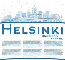 skizzieren sie die skyline der stadt helsinki finnland mit blauen gebäuden und kopierraum. vektor