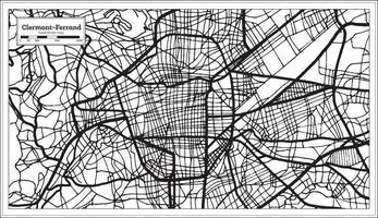 clermont-ferrand frankreich stadtplan in schwarz-weißer farbe im retro-stil. Übersichtskarte. vektor