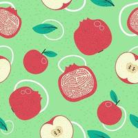 Granatapfel und Apfel, Sommerfruchtmuster vektor