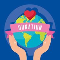 välgörenhets- och donationsbanner med jordplaneten vektor