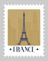 Eiffelturm in Frankreich, Postkarte oder Poststempel vektor
