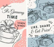 Giveaway-Zeit, liken und teilen, um das Preisbanner zu erhalten vektor