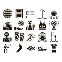 Volleyball-Sportspiel-Glyphen-Set-Vektor vektor