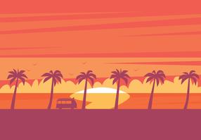 Strand-Sonnenuntergang-Illustration vektor