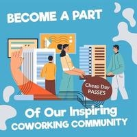 Werde Teil unserer inspirierenden Coworking Community vektor