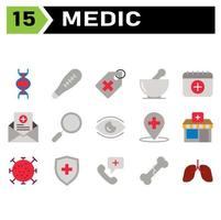 Medizin-Icon-Set umfasst Biologie, Vererbung, Genetik, Biotechnologie, Moleküle, Schwangerschaftsstreifen, medizinisches Gerät, medizinischer Test, Gesundheit, Medizin, Tag, Krankenhaus, Apotheke, Medizin, Trank, Medikament vektor