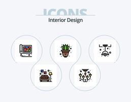 Innenarchitektur Linie gefüllt Icon Pack 5 Icon Design. Innere. Kleider. Kamin. Papier. Schublade vektor