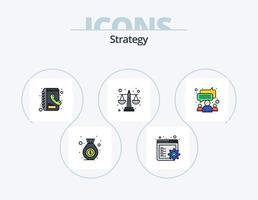 Strategielinie gefüllt Icon Pack 5 Icon Design. Zusammenarbeit. Puzzle. Design. Stern. Tasse vektor