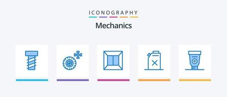 mekanik blå 5 ikon packa Inklusive . bensin. mekaniker. Utrustning. kreativ ikoner design vektor