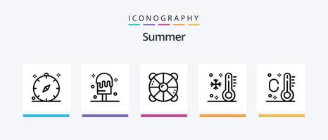 sommar linje 5 ikon packa Inklusive däck gunga. sommar. sommar. leksak. träd. kreativ ikoner design vektor