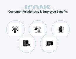 kund relation och anställd fördelar glyf ikon packa 5 ikon design. säsong. ryggsäck. skriva. sommar. Gjort vektor