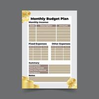 monatliche budgetplanvorlage, monatlicher einkommensplan vektor