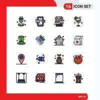 Stock Vector Icon Pack mit 16 Zeilen Zeichen und Symbolen für Weinglas Buch Sommergetränk editierbare kreative Vektordesign-Elemente
