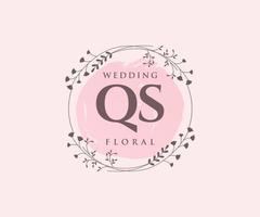 qs Initialen Brief Hochzeit Monogramm Logos Vorlage, handgezeichnete moderne minimalistische und florale Vorlagen für Einladungskarten, Datum speichern, elegante Identität. vektor