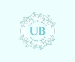 ub Initialen Brief Hochzeit Monogramm Logos Vorlage, handgezeichnete moderne minimalistische und florale Vorlagen für Einladungskarten, Datum speichern, elegante Identität. vektor