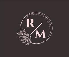 rm initialer brev bröllop monogram logotyper mall, hand dragen modern minimalistisk och blommig mallar för inbjudan kort, spara de datum, elegant identitet. vektor