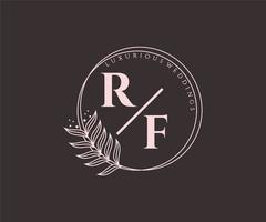 rf initialen brief hochzeit monogramm logos vorlage, handgezeichnete moderne minimalistische und florale vorlagen für einladungskarten, datum speichern, elegante identität. vektor