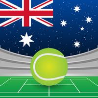 Australien Flagga På Stadion Bakgrund Under Tennis Match Illustration vektor