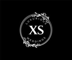 xs Initialen Brief Hochzeit Monogramm Logos Vorlage, handgezeichnete moderne minimalistische und florale Vorlagen für Einladungskarten, Datum speichern, elegante Identität. vektor