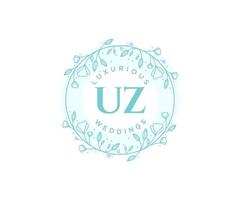 uz Initialen Brief Hochzeit Monogramm Logos Vorlage, handgezeichnete moderne minimalistische und florale Vorlagen für Einladungskarten, Datum speichern, elegante Identität. vektor