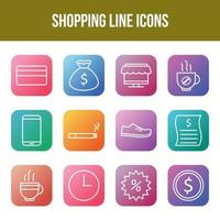 einzigartige Shopping-Linie-Icon-Set vektor