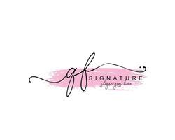 anfängliches qf-schönheitsmonogramm und elegantes logo-design, handschriftliches logo der ersten unterschrift, hochzeit, mode, blumen und botanik mit kreativer vorlage. vektor