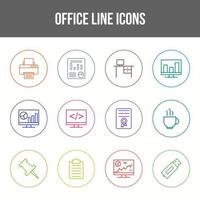 einzigartige Office-Linien-Icon-Set vektor