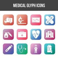 einzigartiges medizinisches Glyphen-Icon-Set vektor