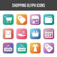 einzigartiges Shopping-Glyphen-Icon-Set vektor