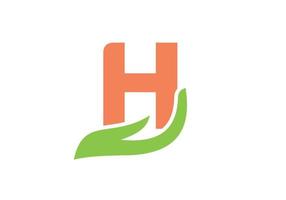 buchstabe h mit handlogodesign. Hand-Logo-Design vektor
