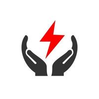 Handkraft-Logo-Design. Power-Logo mit Handkonzeptvektor. Hand- und Power-Logo-Design vektor