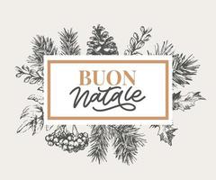 Weihnachten, Buon Natale Grußkarte. Handschrift Schriftzug in italian.holiday lettering.new year template.vintage Vektor, Typografie-Design. vektor