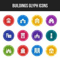 Glyphen-Icon-Set für einzigartige Gebäude vektor
