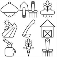 jordbruk ikon uppsättning översikt stil del ett vektor