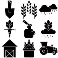 Farming Icon Set Glyphenstil Teil vier vektor