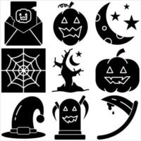 Halloween-Icon-Set Glyph-Stil Teil eins vektor