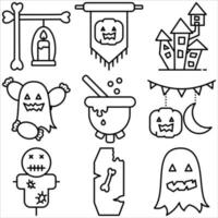 Halloween-Icon-Set Gliederungsstil Teil zwei vektor